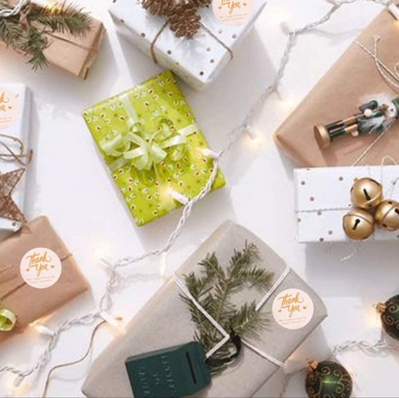 50 CT 2" Thank You Stickers Round Labels with 4 Designs Rose Gold on Bei… - Picture 8 of 14